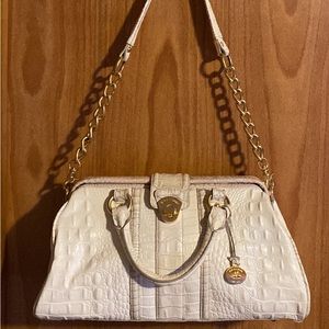 White Brahmin bag with gold hardware